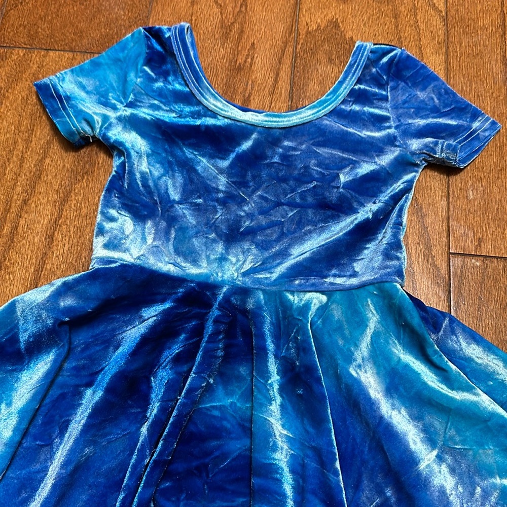 Wild Rich Kids WRK blue iridescent velvet Twirl Dress-size 3/4 - Picture 3 of 5